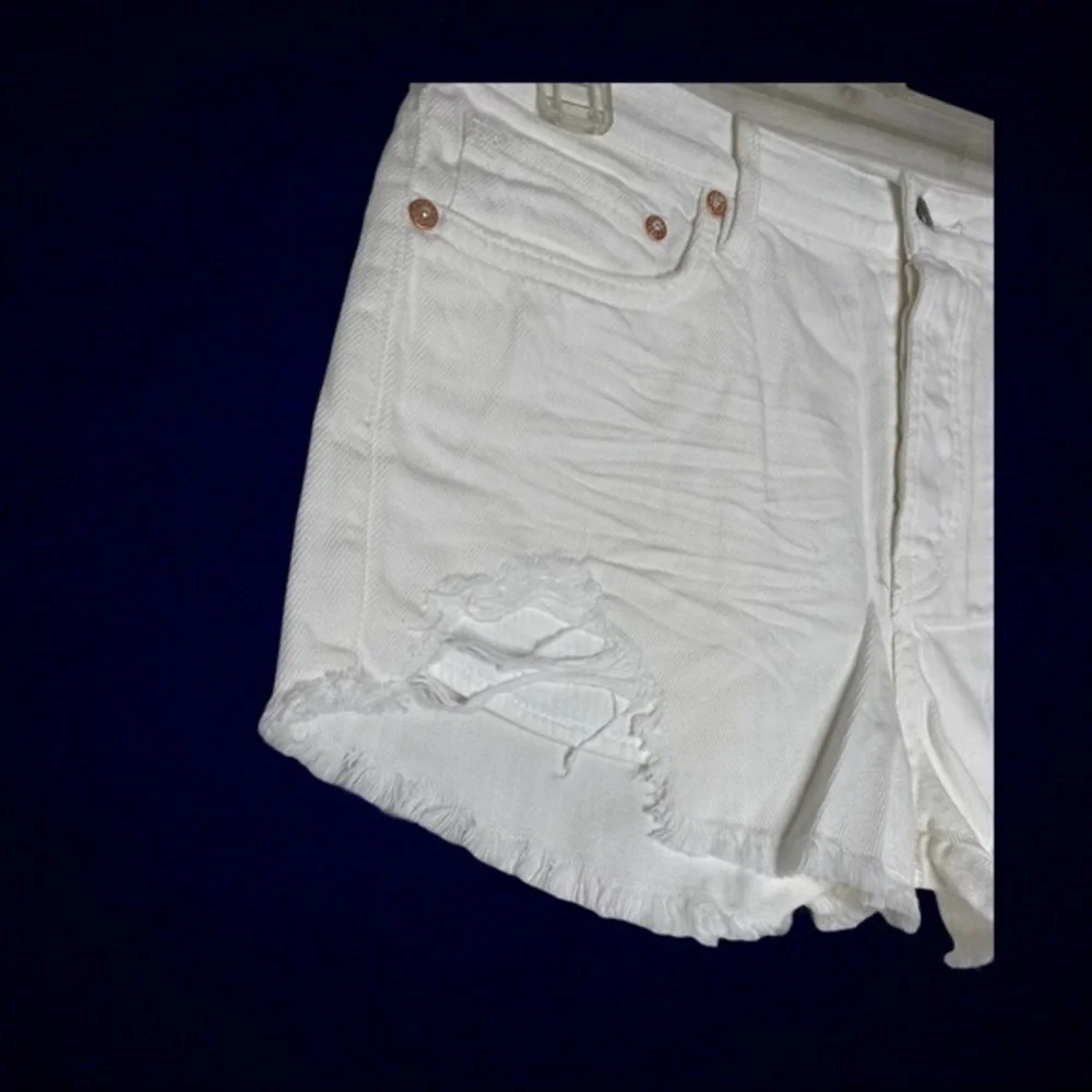Free People Loving Good Vibrations Cutoff White Denim Shorts NWT